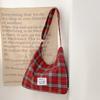 Осенняя новая клетчатая холщовая сумка в литературном стиле, вместительная, практичная, универсальная, для учебы, на одно плечо, через плечо