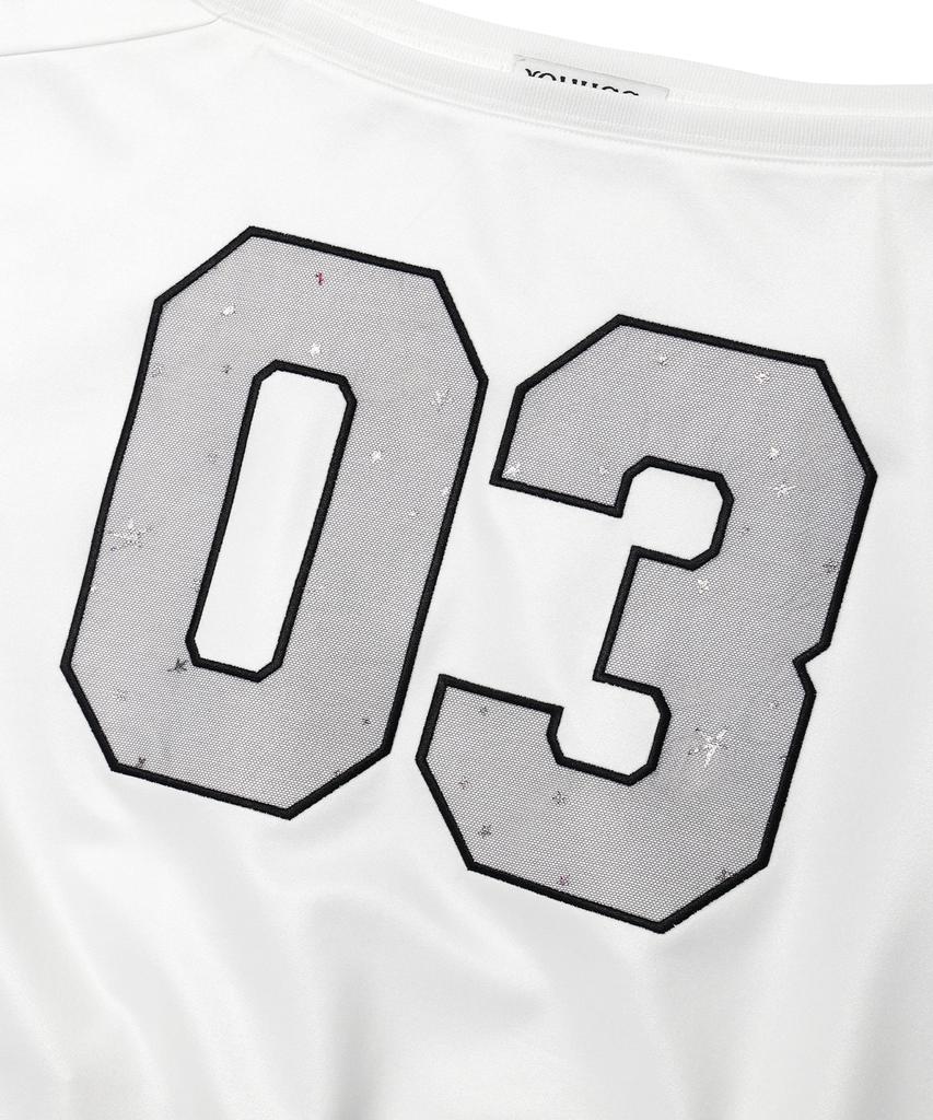 YOUHEE Offshoulder Jersey Sweatshirts White