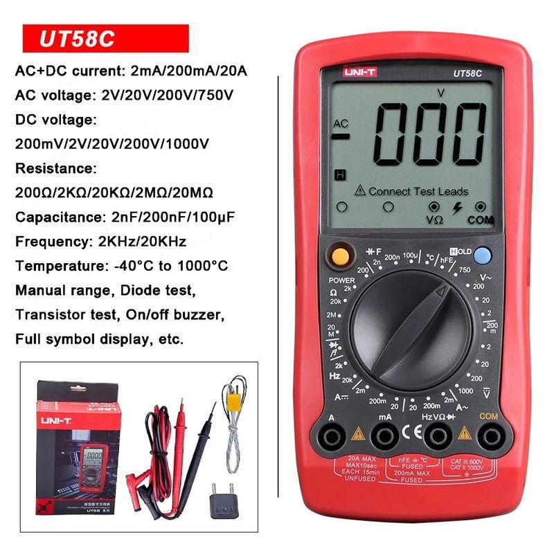 UNI-T UT58A UT58B UT58C UT58D UT58E Профессиональный цифровой мультиметр Высокоточный многофункциональный электрический измерительный инструмент