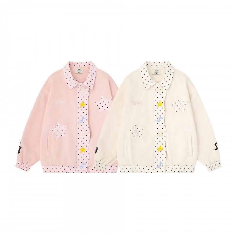 Unisex Retro Streetwear Jacket With Cartoon Music Note Embroidery Loose Fit Fall Outerwear Teens Adults