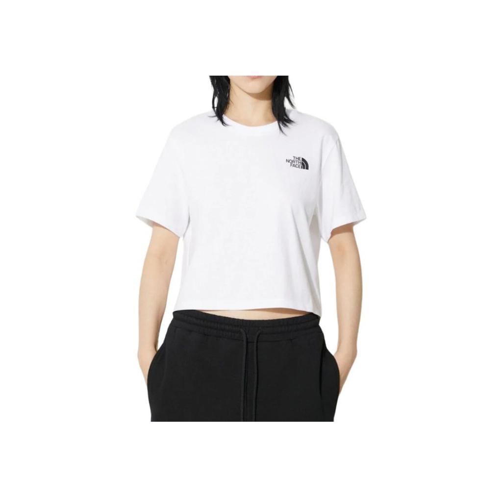 The North Face Solid Logo Embroidered Round Neck Loose Short Sleeve T-Shirt Women tops White NT7UQ45B