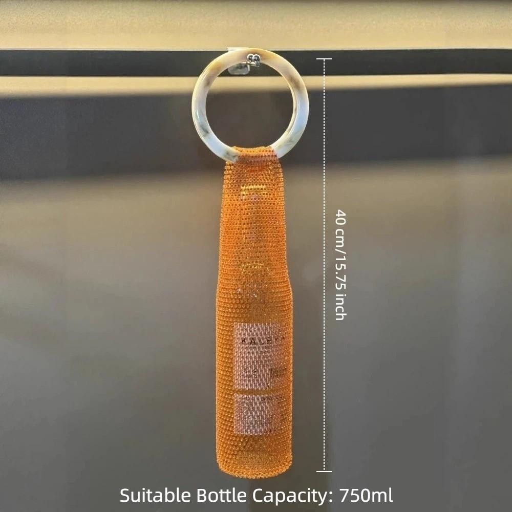 Resin Handle Hand-carrying Bottle Bag Handwoven Bling Bottle Cover Diamond Wine Bag Christmas