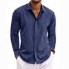 Men'S Linen Long Sleeved T-Shirt Loose Sweatshirt Solid Color Long Sleeved Shirt Men'S Plus Size Men'S Shirt