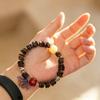 Exquisite Carved Agarwood, Imitation Beeswax, Cinnabar, and Purple Gold Sand Bracelet for Women