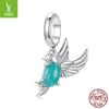 Green Natural Stone Bird Pendant S925 Sterling Silver Animal Diy Bracelet Beaded Accessories Versatile Jewelry