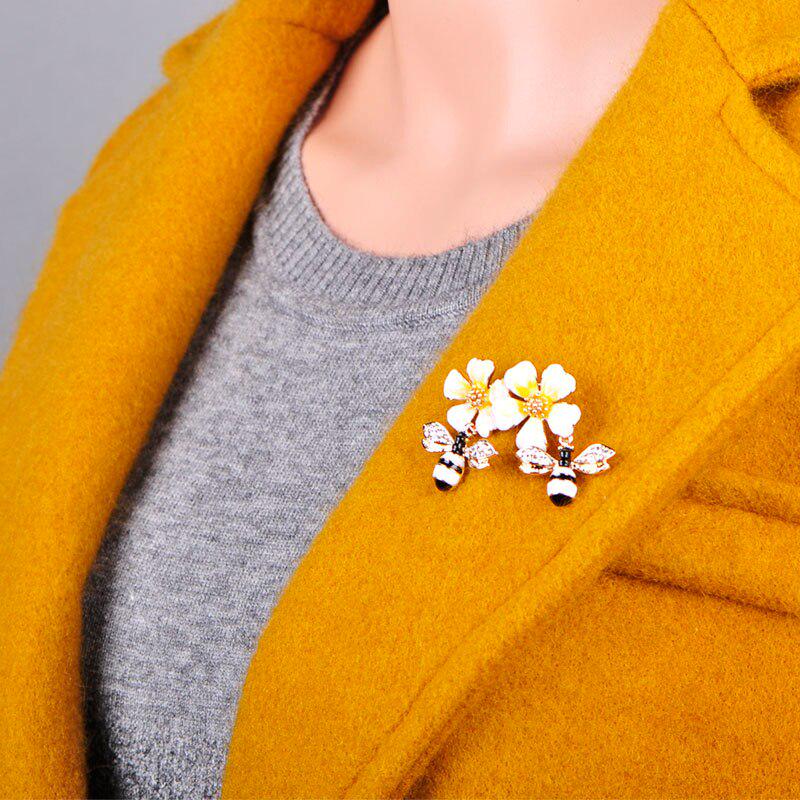 Blucome Latest Delicate Bee Flower Shape Enamel Brooches Jewelry For Women Kids Hat Suit Coat Costume Accessories Crystal Pins