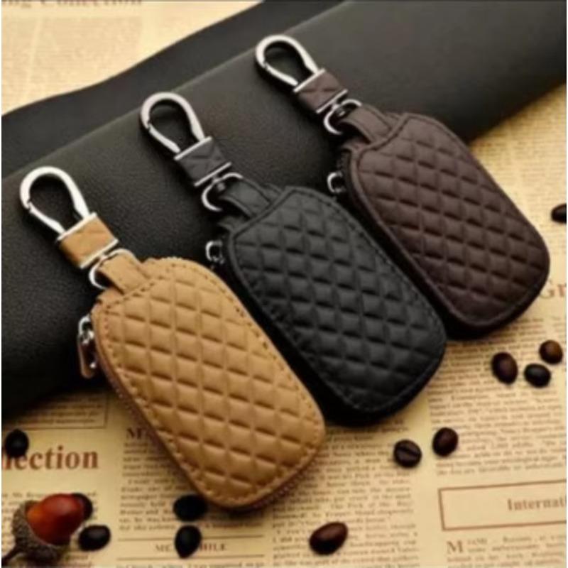 Car Keychain Covers Men Key Holder Genuine Leather Car Key Wallets Housekeeper Keys Organizer Zipper Case Bag Pouch
