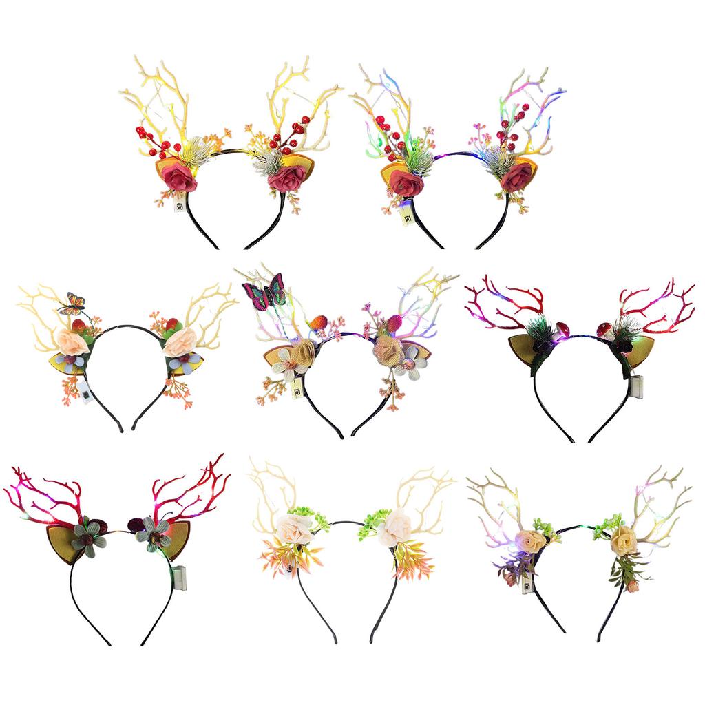 Merry Christmas Decorations Party Props Reindeer Antler Hairhoop Christmas Floral Tiaras Headband Festival Party Supply