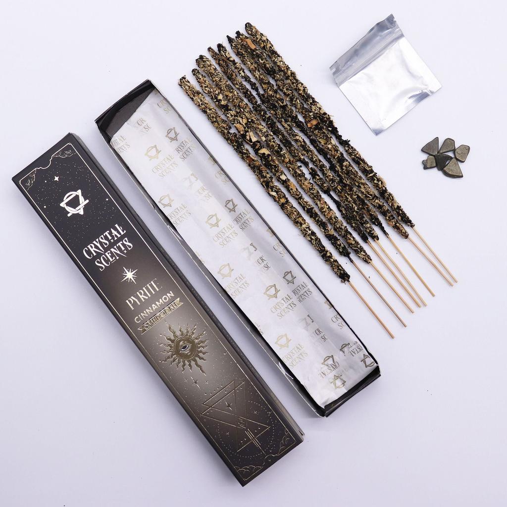 6x Pyrite Crystal Scents Smudge Incense – Cinnamon