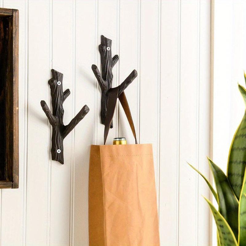 1/2Pcs Creative Wall Mounted Coat Hook Rack Rustic Tree Branch Decoration Sturdy Durable Vintage Iron Hooks for Hats and Coats
