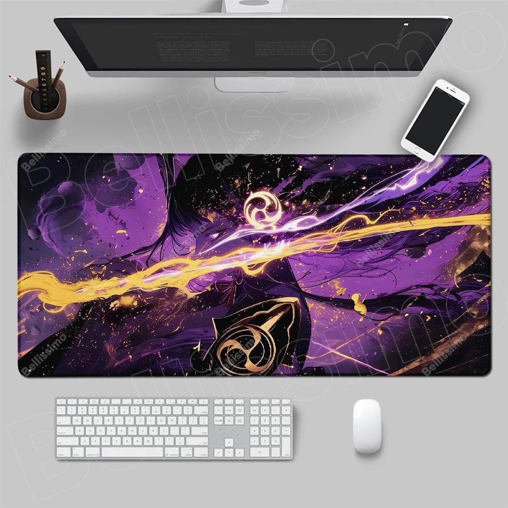 Фиолетовые Аниме Игровые Аксессуары Коврик для Мыши ПК Genshin Impact Райдэн Сёгун Настольный Коврик Ноутбук Кавайная Девочка Коврик для Клавиатуры и Мыши Ковер