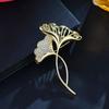 Korean Design Elegant Ginkgo Leaf Brooch & Scarf Buckle for Women - Simple, Versatile Accessory