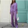 Women Satin Fabric Two Piece Set V Neck Lace Up Top&Straight Pants Loose Casual Commuting Suit 2025 Spring Summer