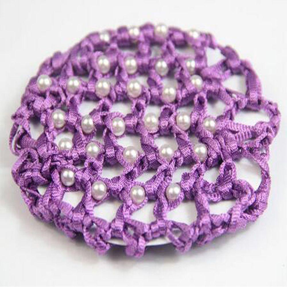 Новая вязаная крючком женская сетка для волос Snood Pearl Mesh Bun Cover White Pearl