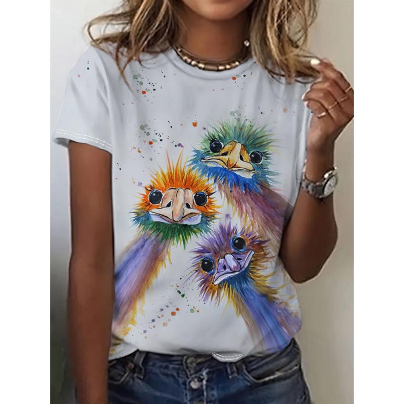 Funny Animal Women's T-Shirt 3d Print T-Shirt Characters Cute Animal Harajuku Casual Short Sleeved Top Oversized Female Clothing 4105 KTB