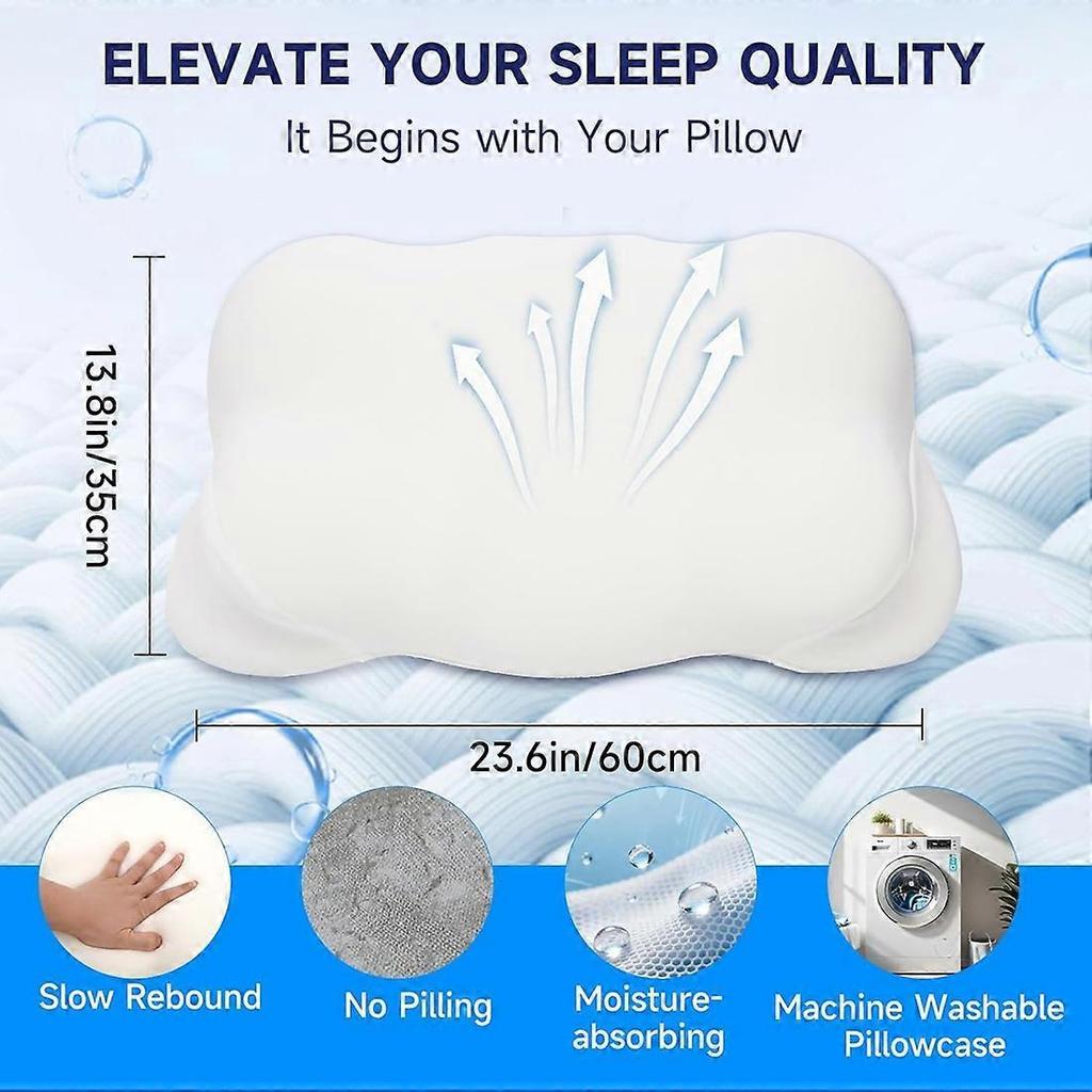 Cloud Pillow - Ergonomic Memory Foam Pillows, Adjustable Cervical Neck Support Pillow with Breathable Pillowcase