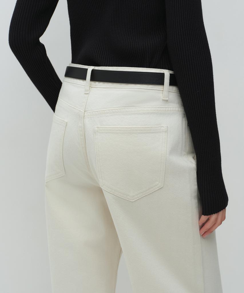 MUSINSA STANDARD WOMAN Женские базовые широкие джинсовые брюки [Кремовый]