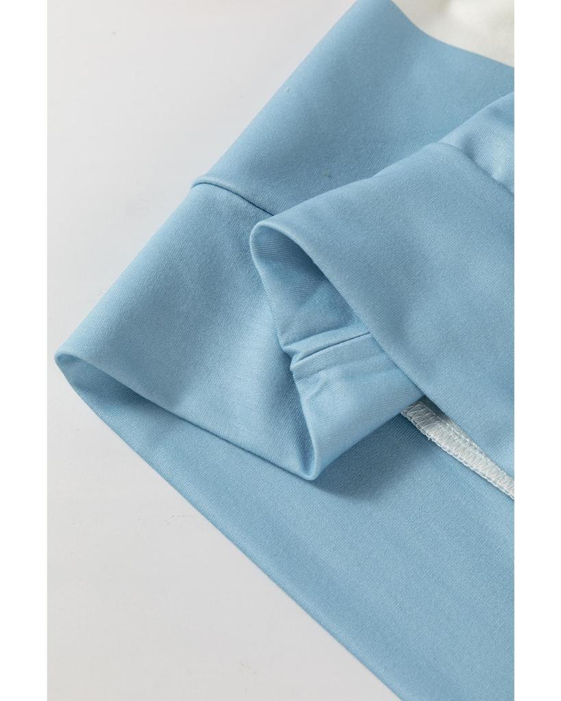 Azura Exchange Светло-голубой полосатый топ с заниженной линией плеч и длинными рукавами в цветочных блоках