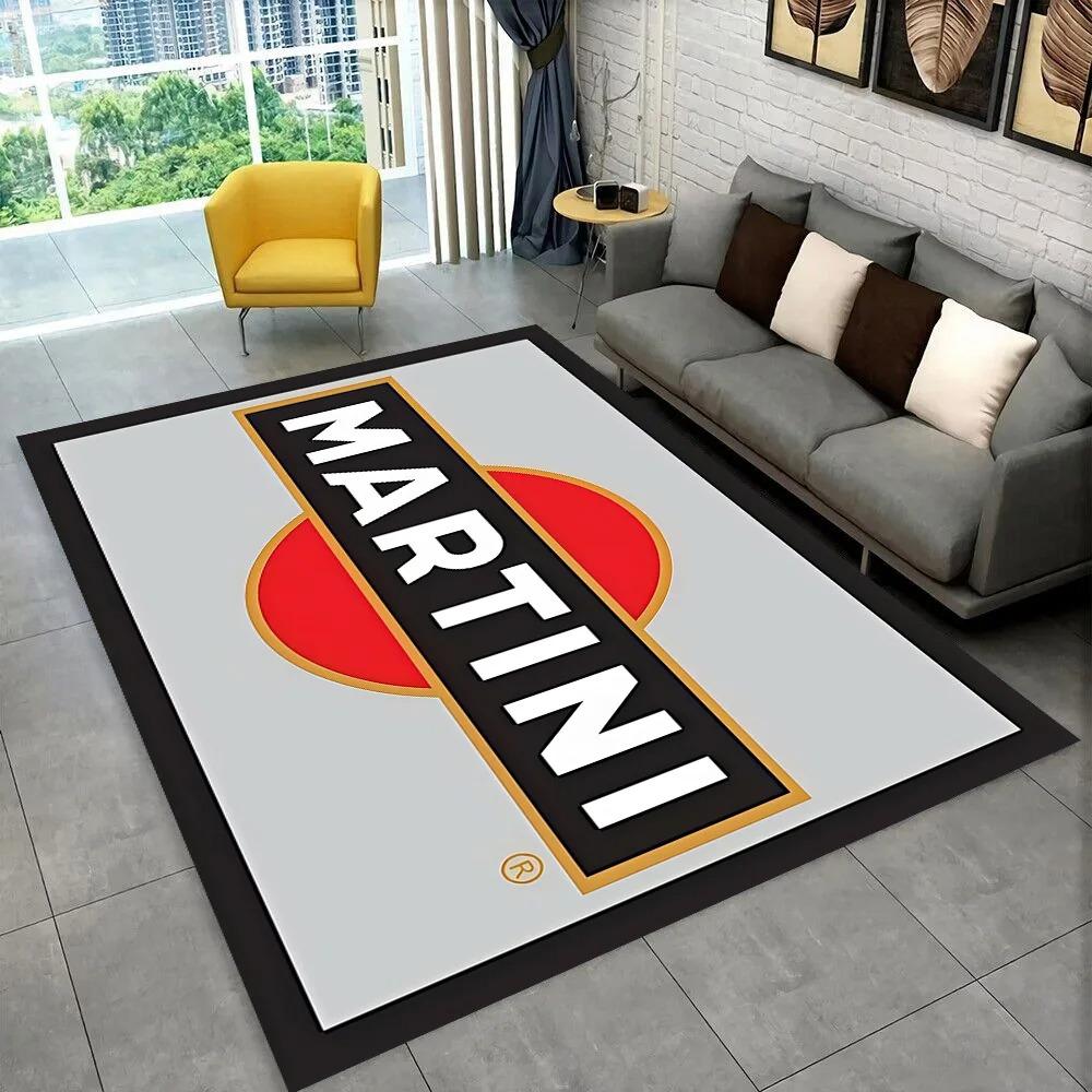 Коврик с логотипом Martini Racing Team Винтажный Логотип Декор для Дома Красно-Синяя Полоска Спортивная Гостиная Напольный Коврик Коврики для Спальни