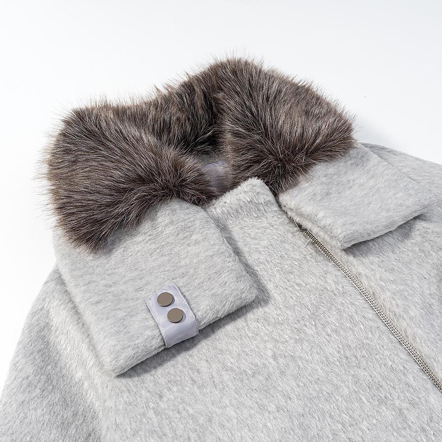 European and American style, new women's clothing, fashionable, casual, versatile big fur collar woolen padded jacket
