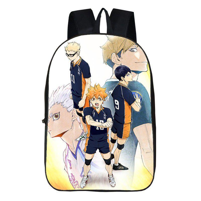 Fashionable Karasuno High School Backpack With Anime Haikyuu Print And Easy-clean Fabric