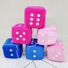 Fuzzy Plush Dice with Dots Retro Square Plush Hanging Mirror Fuzzy Dices Kid Toys for Pink Interior Ornament Decoration