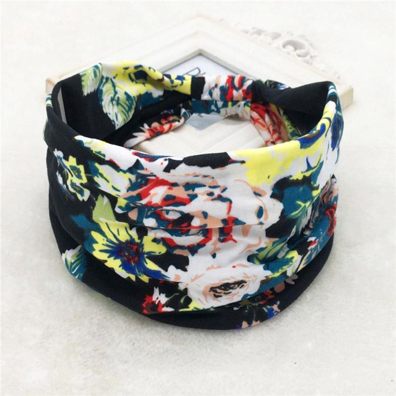 Bohemian Wide Stretch Headband Women Turban Flower Floral Elastic Hair Band Hair Accessories