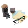 Mori No Kami Natural Wood and Bamboo Stylish Eyeglass Includes One Eyeglass Cylindrical Design Case, Brown, Cloth, Wood/Bamboo