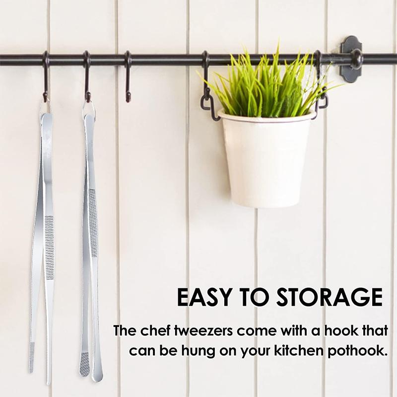 LMETJMA 2 шт. кухонные пинцеты из прочной нержавеющей стали для еды, щипцы для шеф-повара, щипцы для барбекю, гриля, приготовления пищи JT349