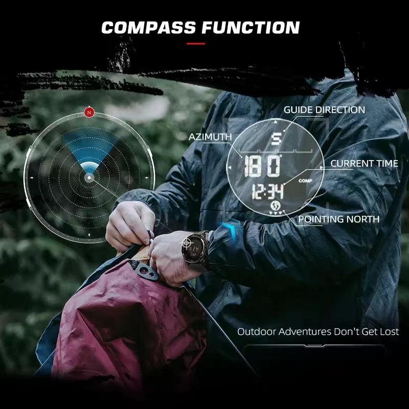 Мужские часы NORTH EDGE ALPS 45MM для активного отдыха, спорта, плавания, с метрономом, компасом, водонепроницаемым корпусом из углеродного волокна, нейлоновым ремешком