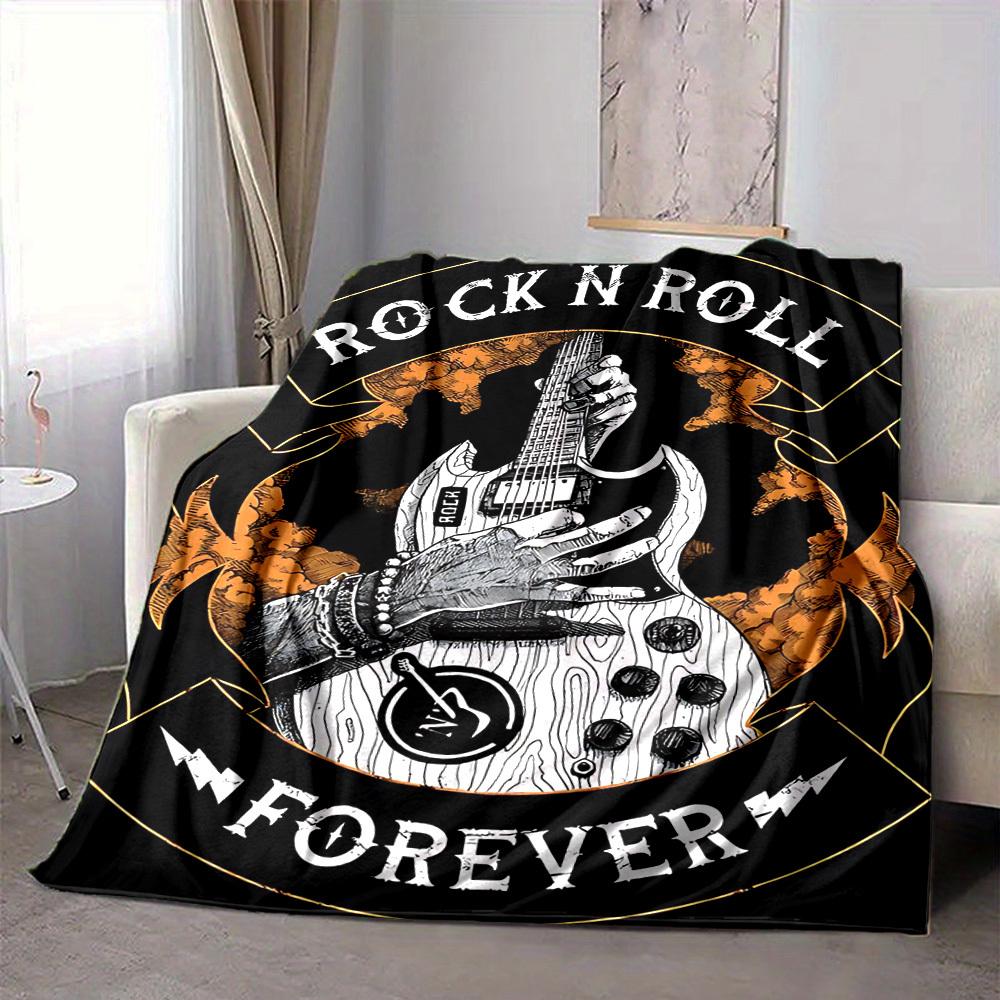 1pc Rock N Roll Guitar Blanket Soft All Season Throw with Vibrant Design, Perfect for Home, Travel, and Gifts, Ideal for Naps and Camping
