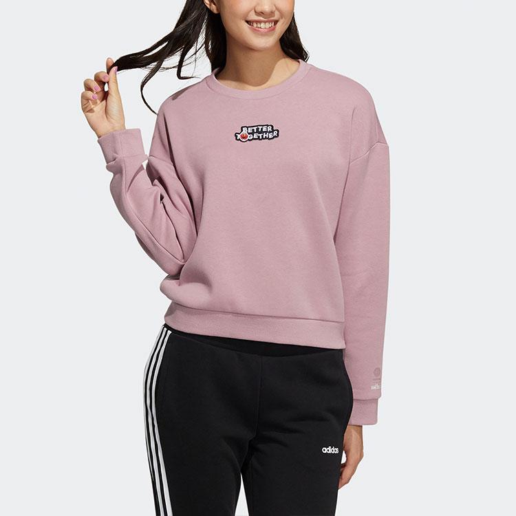 adidas Совместная серия «Нео Улица Сезам» толстовка с круглым вырезом с мультяшным принтом женские топы фиолетово-розовые HD7284