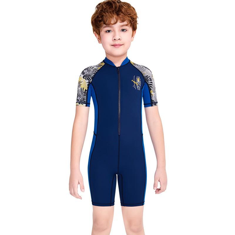 Boys Toddler One-Piece Rash Guard Swimsuit Short Sleeve Quick Dry UPF Sun Protection Swimming Surfing
