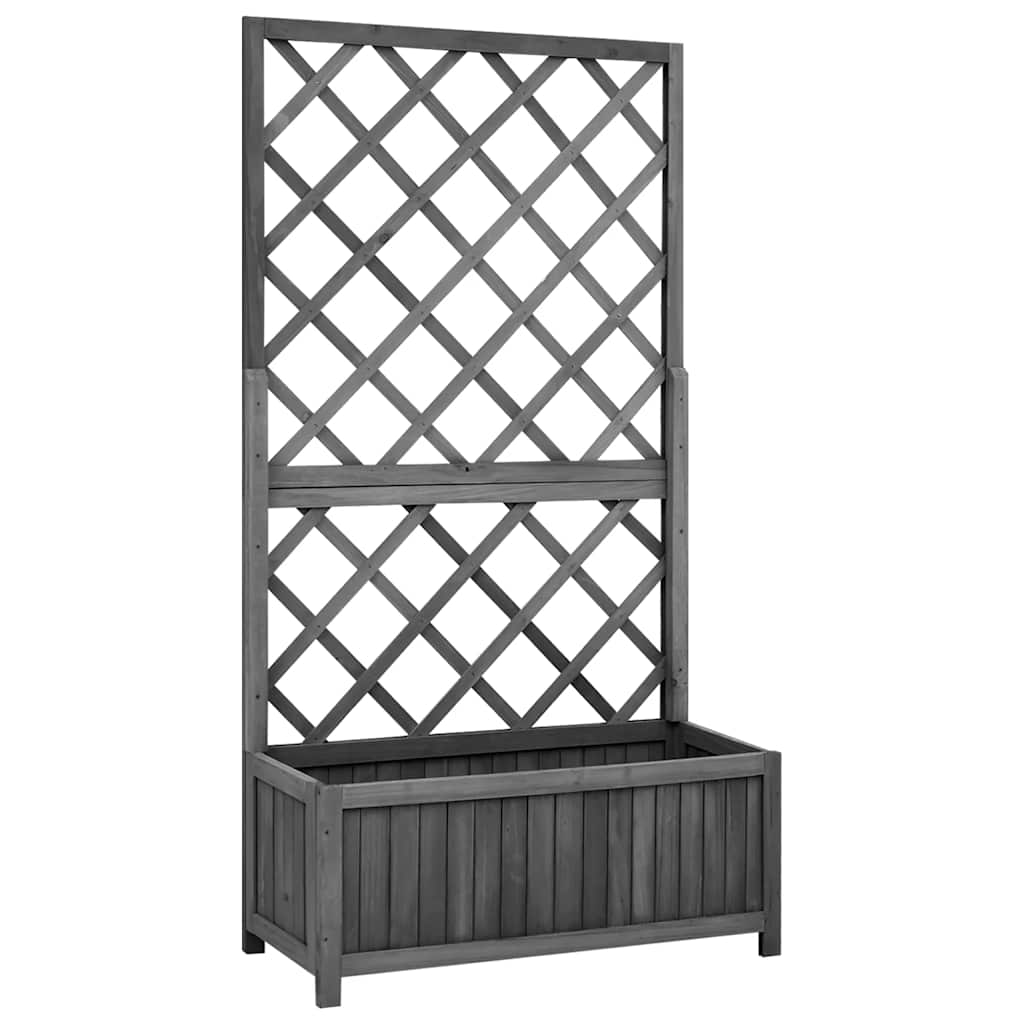 Garden Trellis with Planter Box Black 70x30x135 cm Fir Wood
