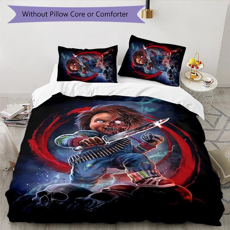Chucky 3pcs Bedding Set Duvet Cover Closure Includes 1 Duvet Cover & 2 Pillowcases for All Seasons Bedroom Home Dorm Decor