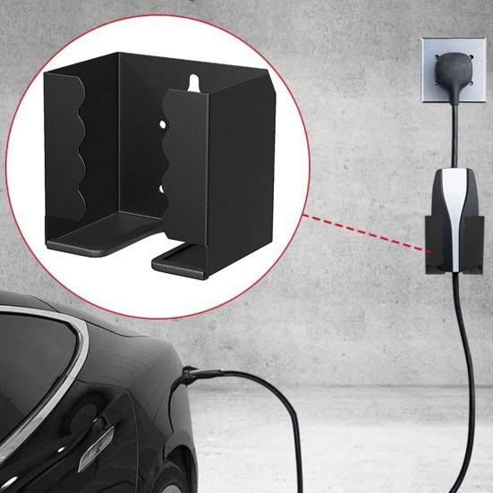 Держатель зарядного устройства для электромобилей Настенное крепление Настенное перфорирование с винтами Противоскользящая защита Вилка Держатель кабеля зарядного устройства Кронштейн Держатель зарядного устройства для электромобилей