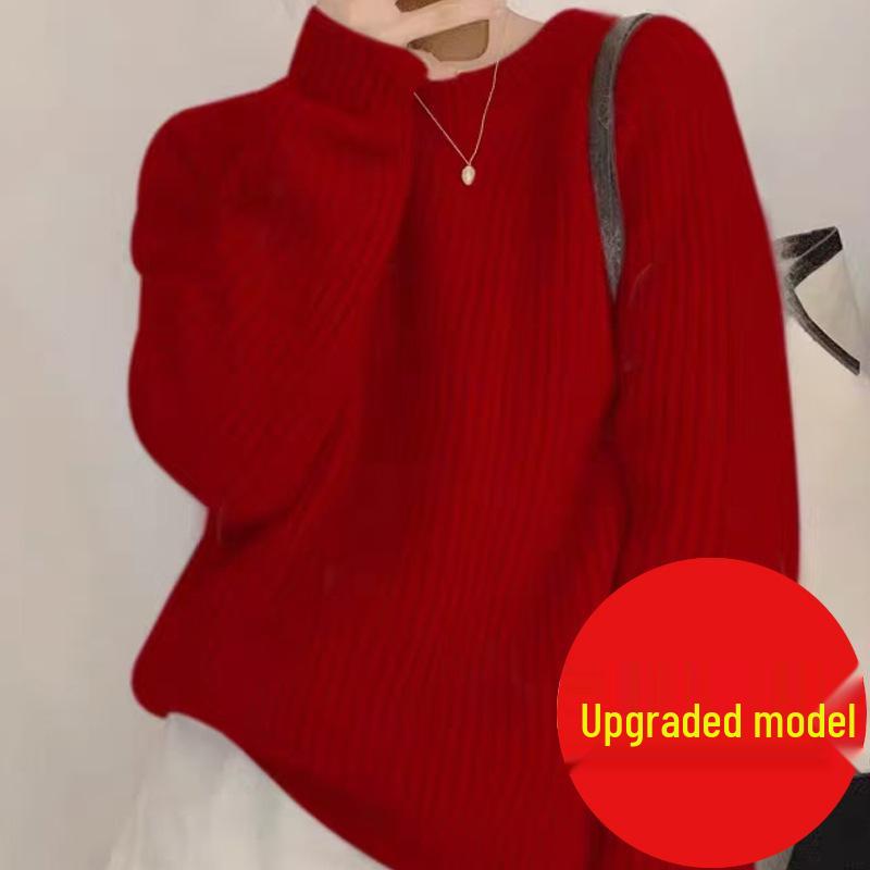 Женский трикотаж с рукавами реглан и круглым вырезом - Свитер для многослойности Осень/Зима 2025, Топ в ленивом стиле