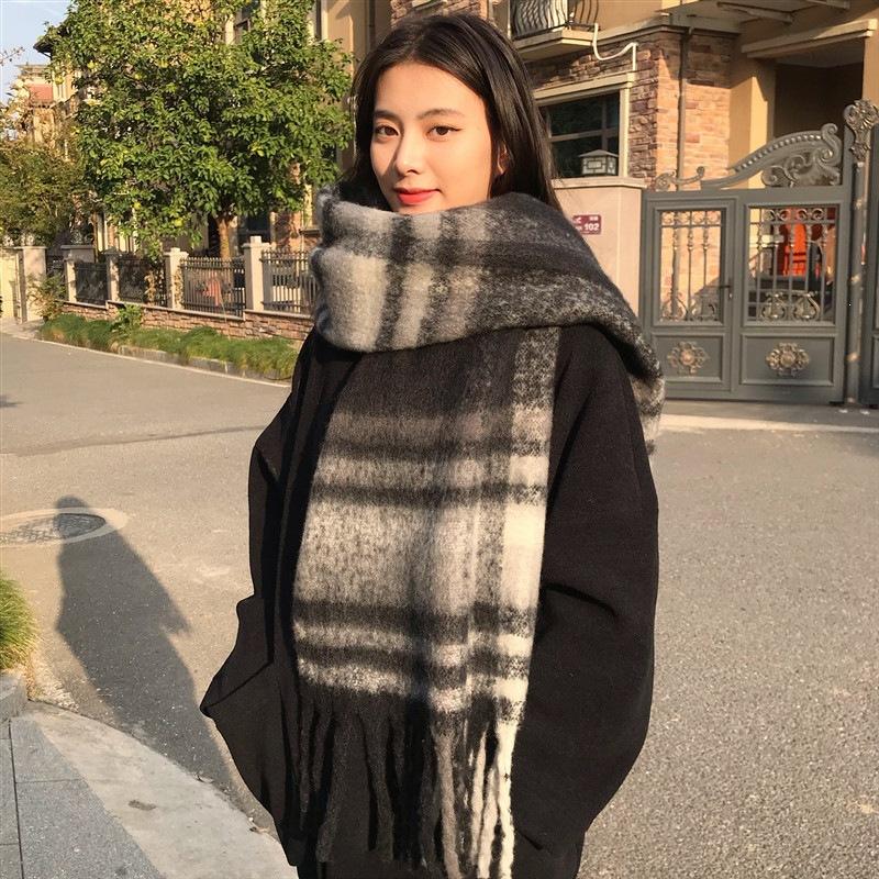 Korean version ins female mohair scarf shawl dual-purpose winter 1116 new student warm versatile fashion scarf