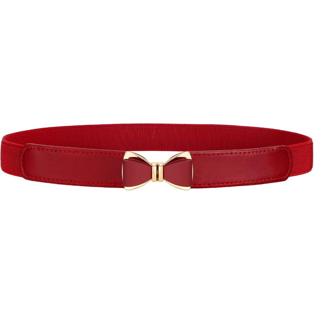Womens Skinny Elastic Belt Stretchy Bow Belt for Women Dresses Thin Waist Ladies Belts
