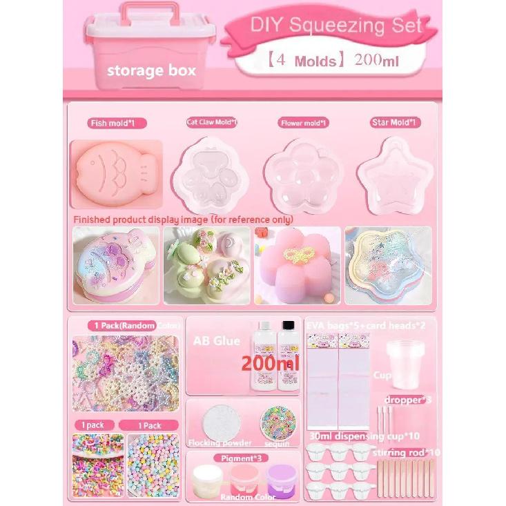 DIY Squeezing Making Silicone Kit taba Cat Paw Squeeze Toys for Kids Boys Girls Gifts Fufu Squishy AB Glue DIY Handmade Kits
