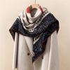 130*130cm 30% Silk +70% Wool Scarf Retro Vintage Luxurious Soft Shawl Large Warm Winter Wrap for Women