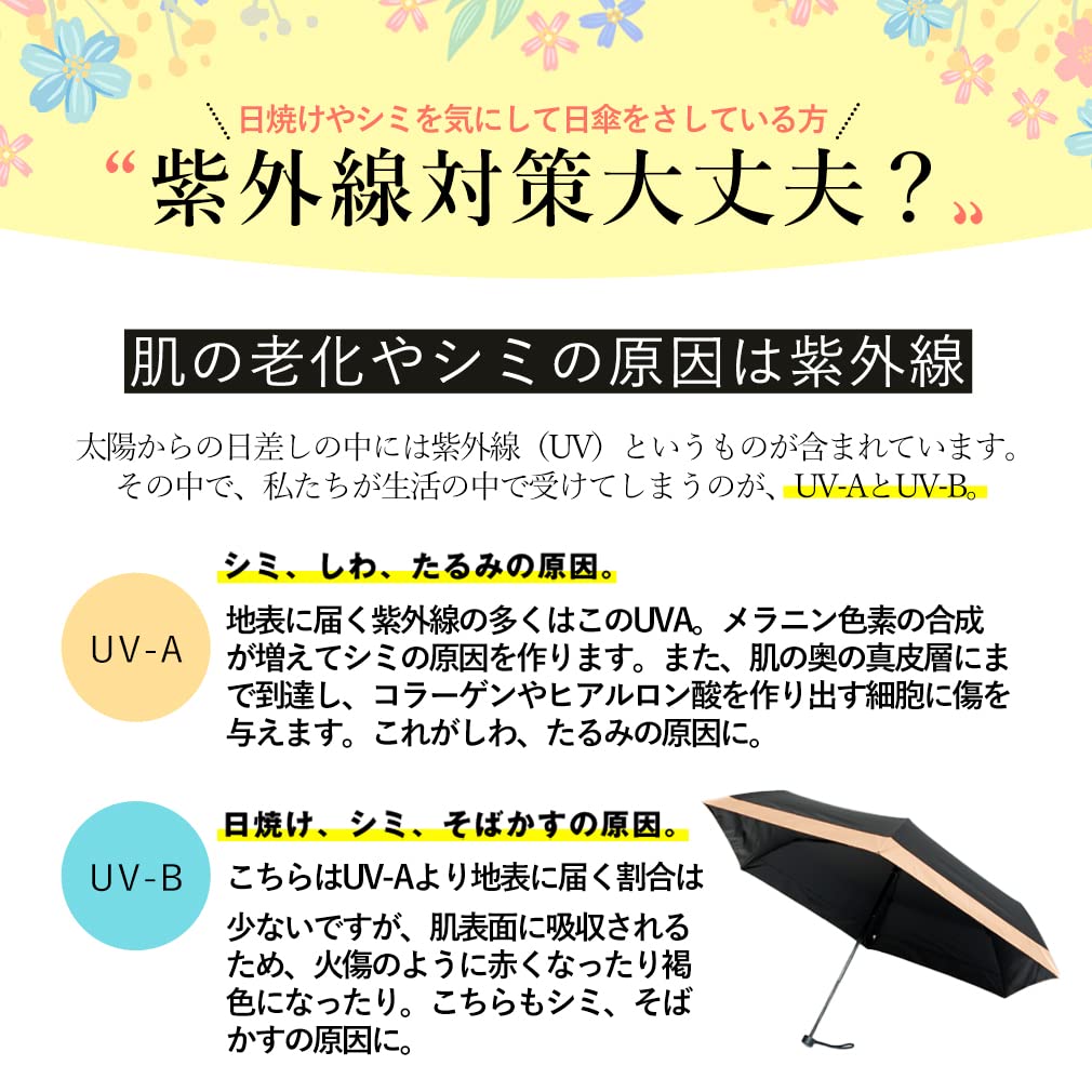 Широкий складной зонт для женщин, защищающий от солнца и дождя [VITAFELICE] (внешний 60см) vsgz-451z (сочетание (бежевый слоновая кость))