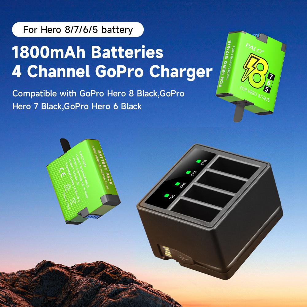 Для аккумулятора GoPro 8 7 5 6+4-солнечный светодиодный фонарик, зарядное устройство, ящик для хранения с usb-кабелем для камеры Gopro Hero 8 7 hero 5 HERO 6