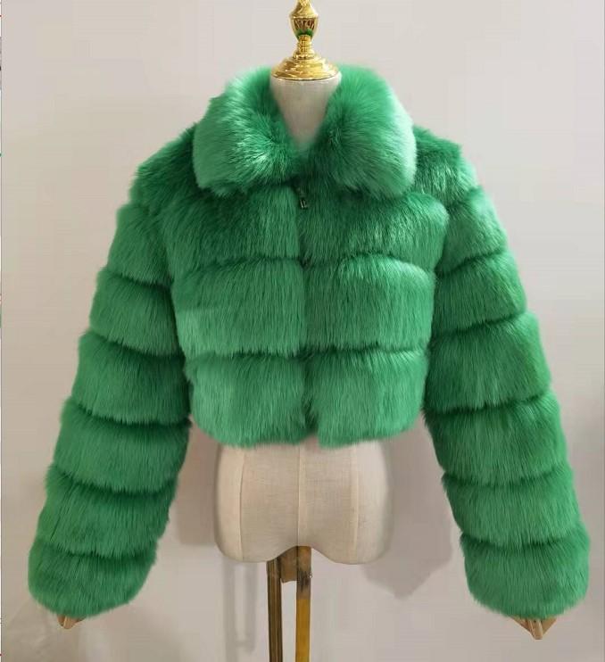 Меховая европейская и американская меховая куртка splicing imitation fox hair короткий воротник куртка с длинным рукавом женская одежда