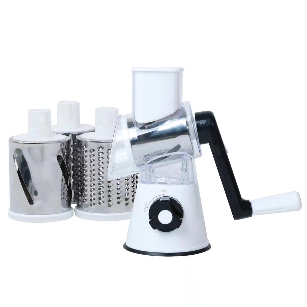 Vegetable Cutter & Slicer Manual Kitchen Cheese Chopper Machine With 3 Sharp Drums Multifunctional Garlic Potato Shredder
