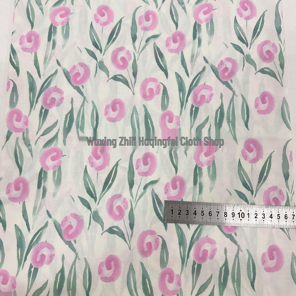 100% Cotton 60 Count Digital Print Korean Style Floral Fabric for Women's and Children's Dresses, Homewear, Tablecloths, and Bags