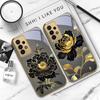 Черно-золотой цветок пиона Для Samsung A 01 52S A04 A05S A10 A12 13 22 23 24 36 42 M02 Note 10 20Ultra 8 9 Золотой стеклянный чехол для телефона