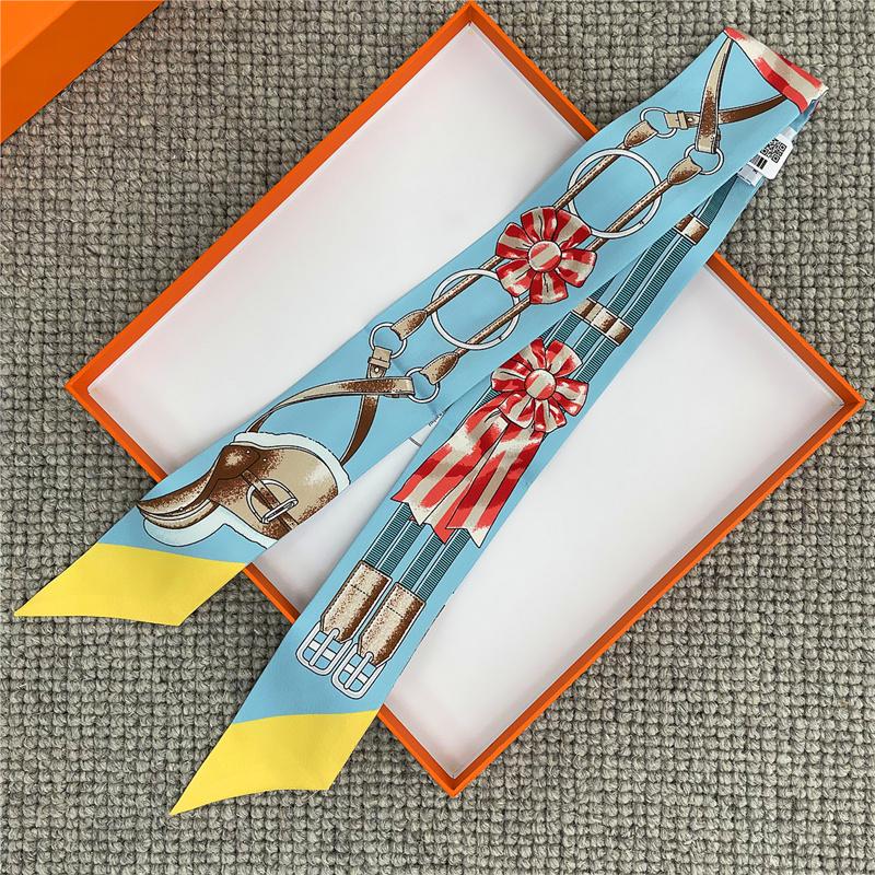 POBING Animals Print 18m/m Twill Silk Scarves Women Luxury Brand Scarf Bag Ribbons Tie Head Scarf Small Long Skinny Scarf 86*5CM