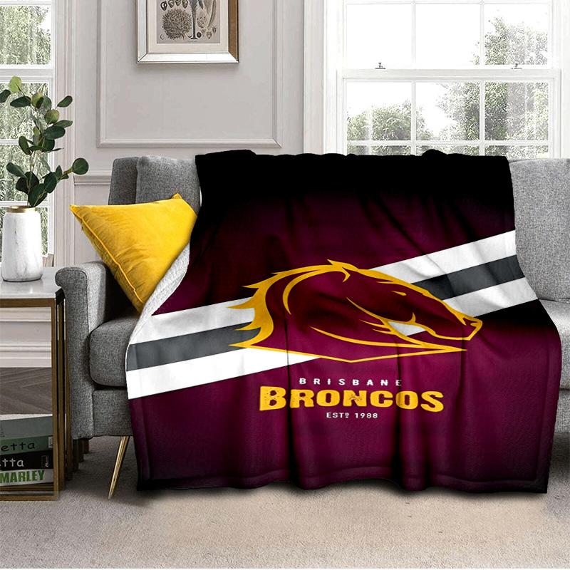 Плед Brisbane Broncos Подходит для диванов, кроватей, офисов и кемпинга - Идеальный подарок на Хэллоуин, Рождество