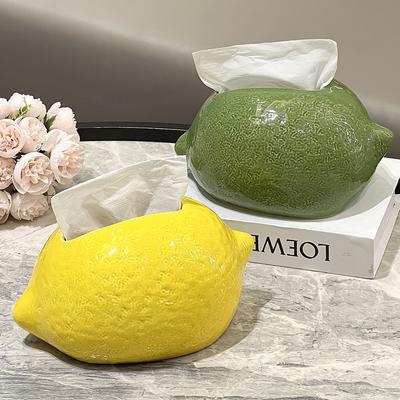 Керамическая лимонная коробка для салфеток, настольное украшение, креативная коробка для хранения салфеток, современный держатель для салфеток, аксессуары для украшения дома